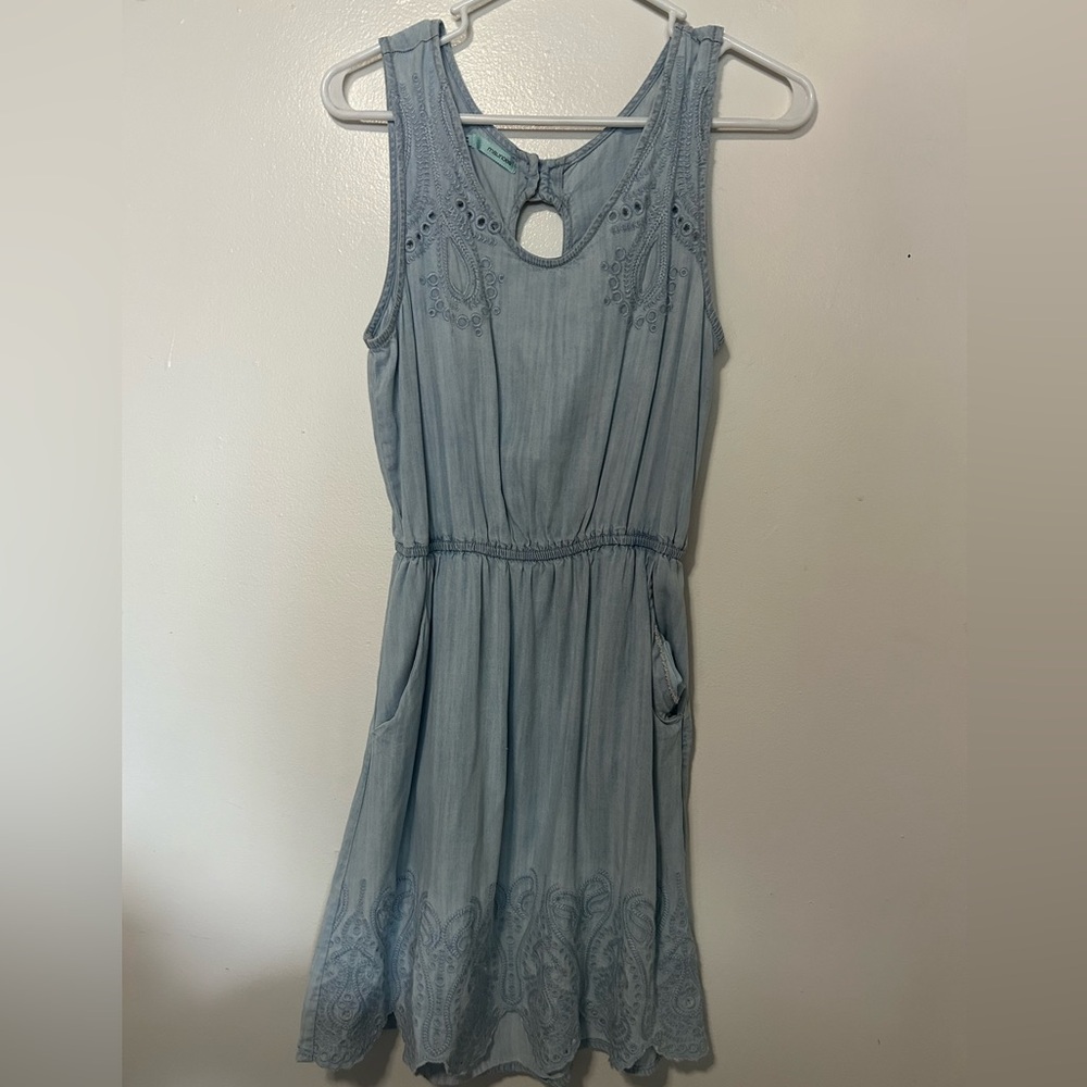 Y2K Maurices Light Blue Denim Embroidered dress
